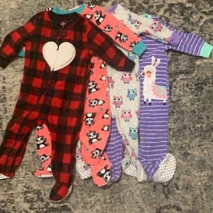 12 month girls Fleece footed Sleepers